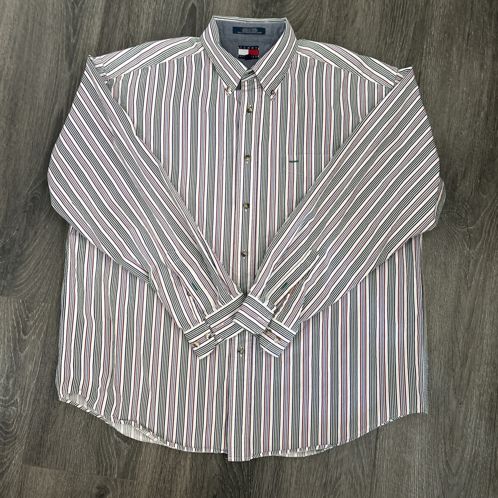 Tommy Hilfiger Men’s XL Multi Colored Striped Button Down Shirt
